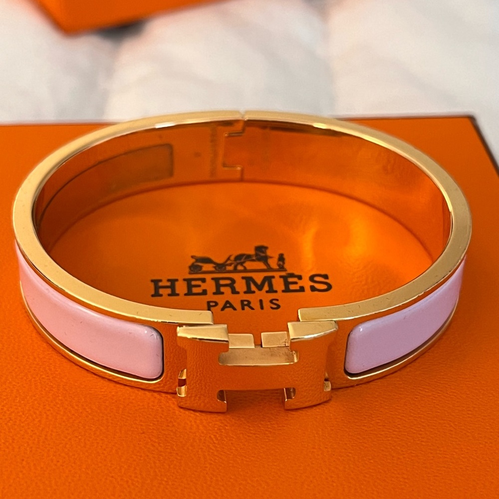 Hermès Clic H Bracelet Rose Dragé